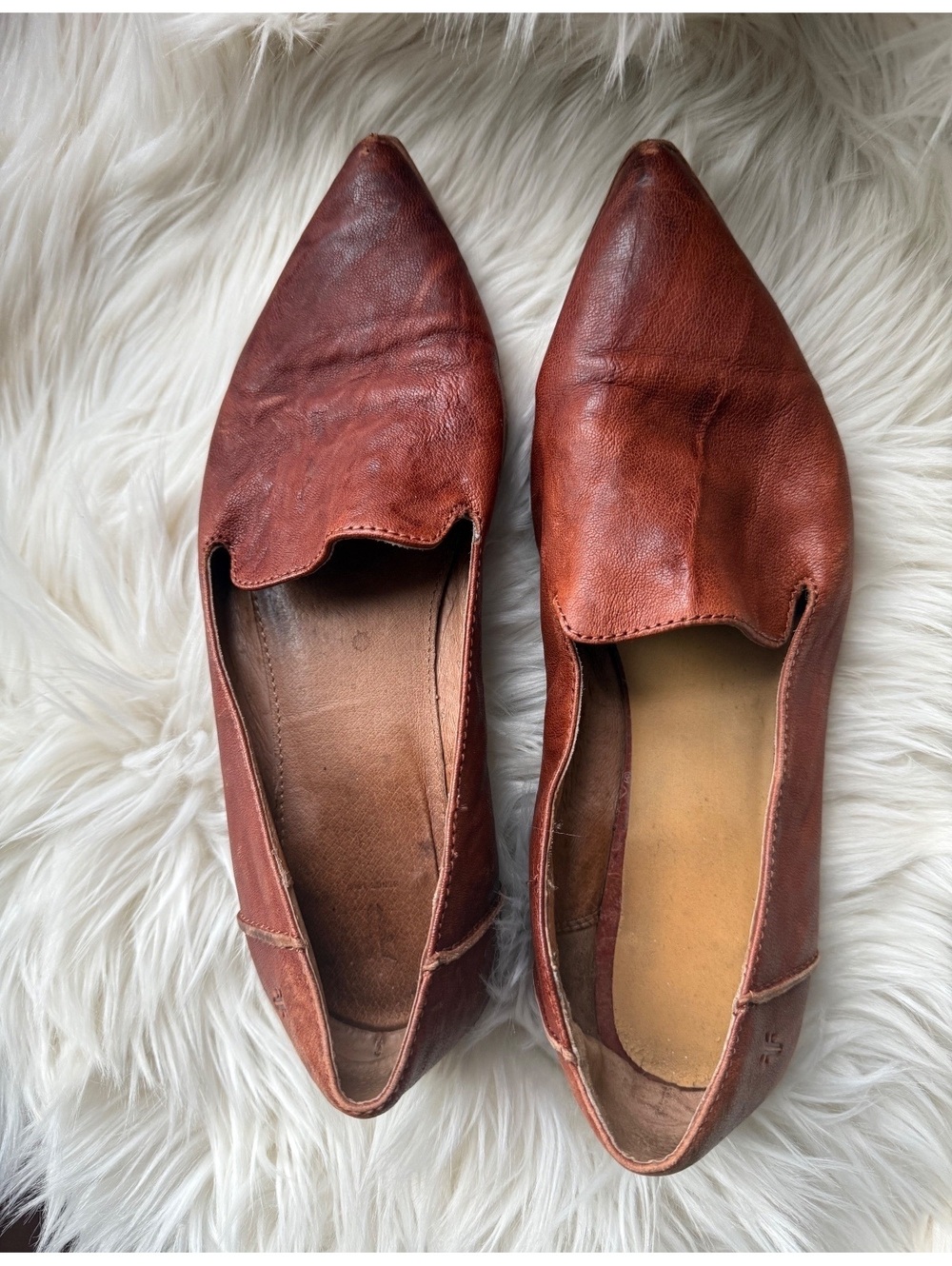 Frye Brown Leather Pointed Toe Flats 8.5